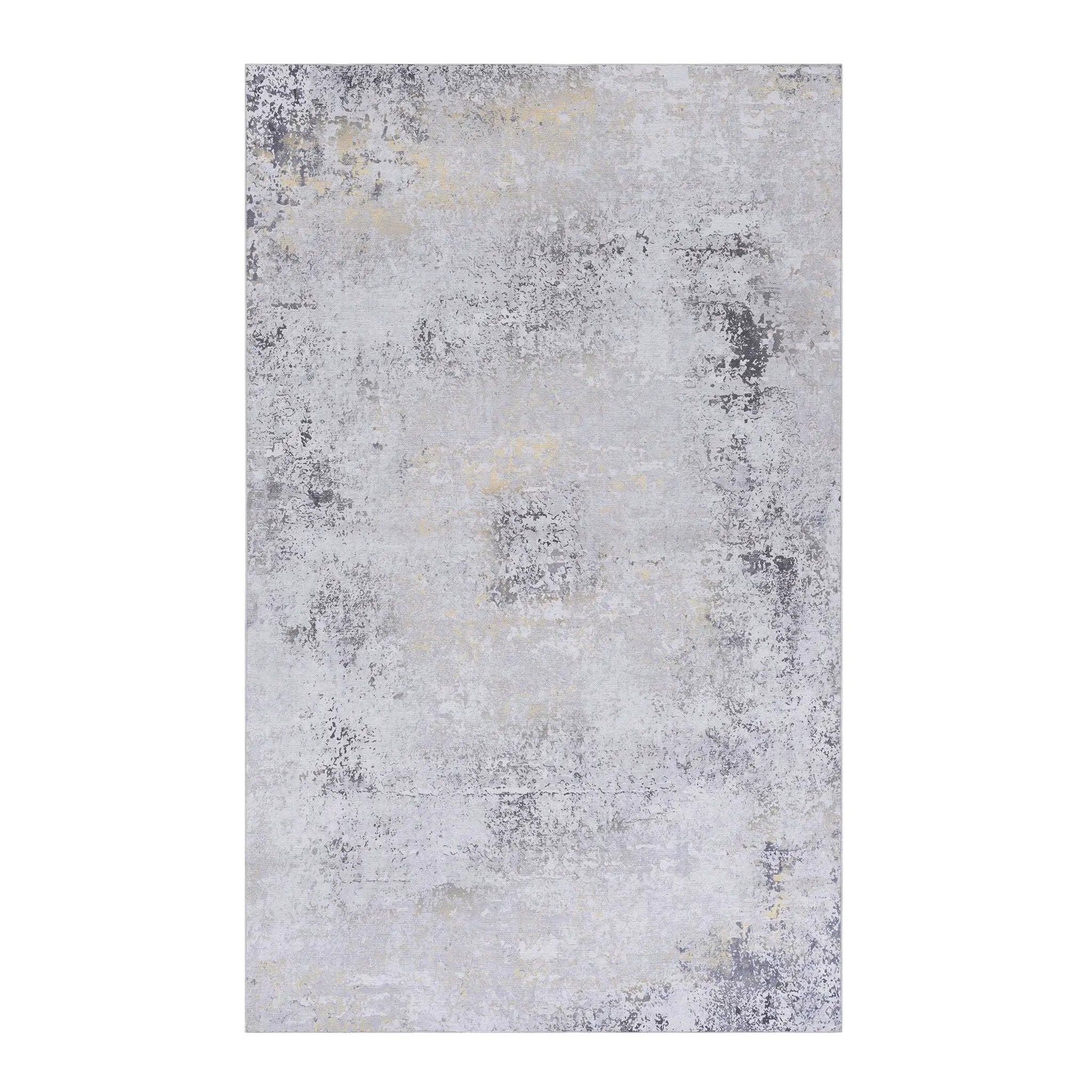 Maval - 8' X 10' Area Rug Washable - Gray / Gold by HouseOfZazla