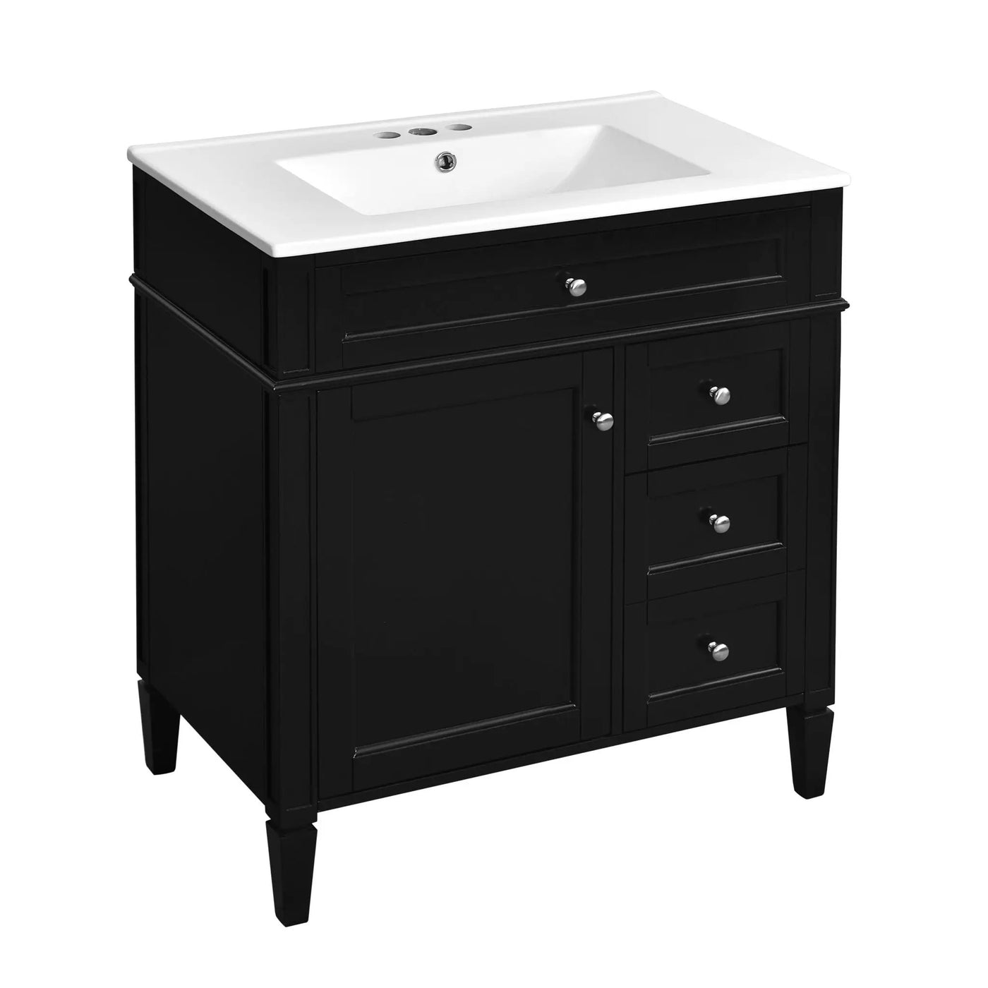 Bathroom Vanity With Top Sink, 2 Drawers & Tip Out Drawer by Unique Piece Furniture