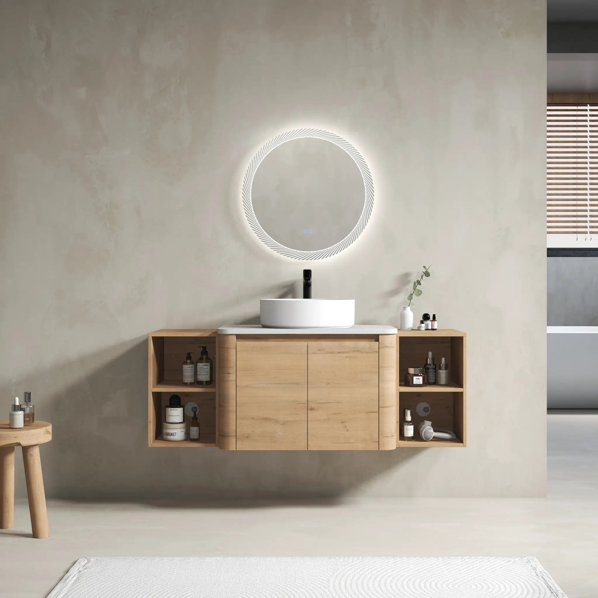 54" Wall-Mounted Bathroom Vanity With Ceramic Art Sink by HouseOfZazla