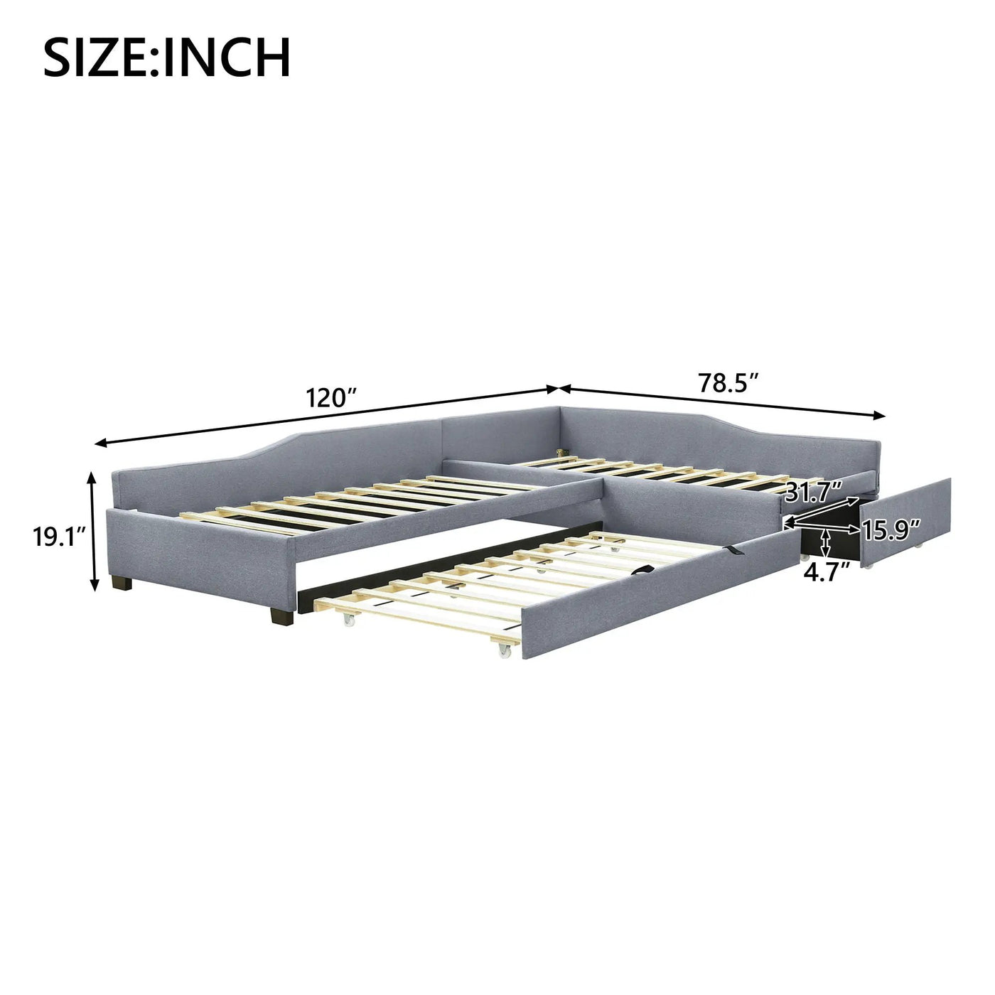 Upholstered Double Daybed With Trundle And Drawer by HouseOfZazla