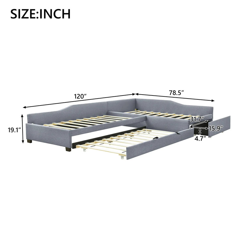Upholstered Double Daybed With Trundle And Drawer by Unique Piece Furniture