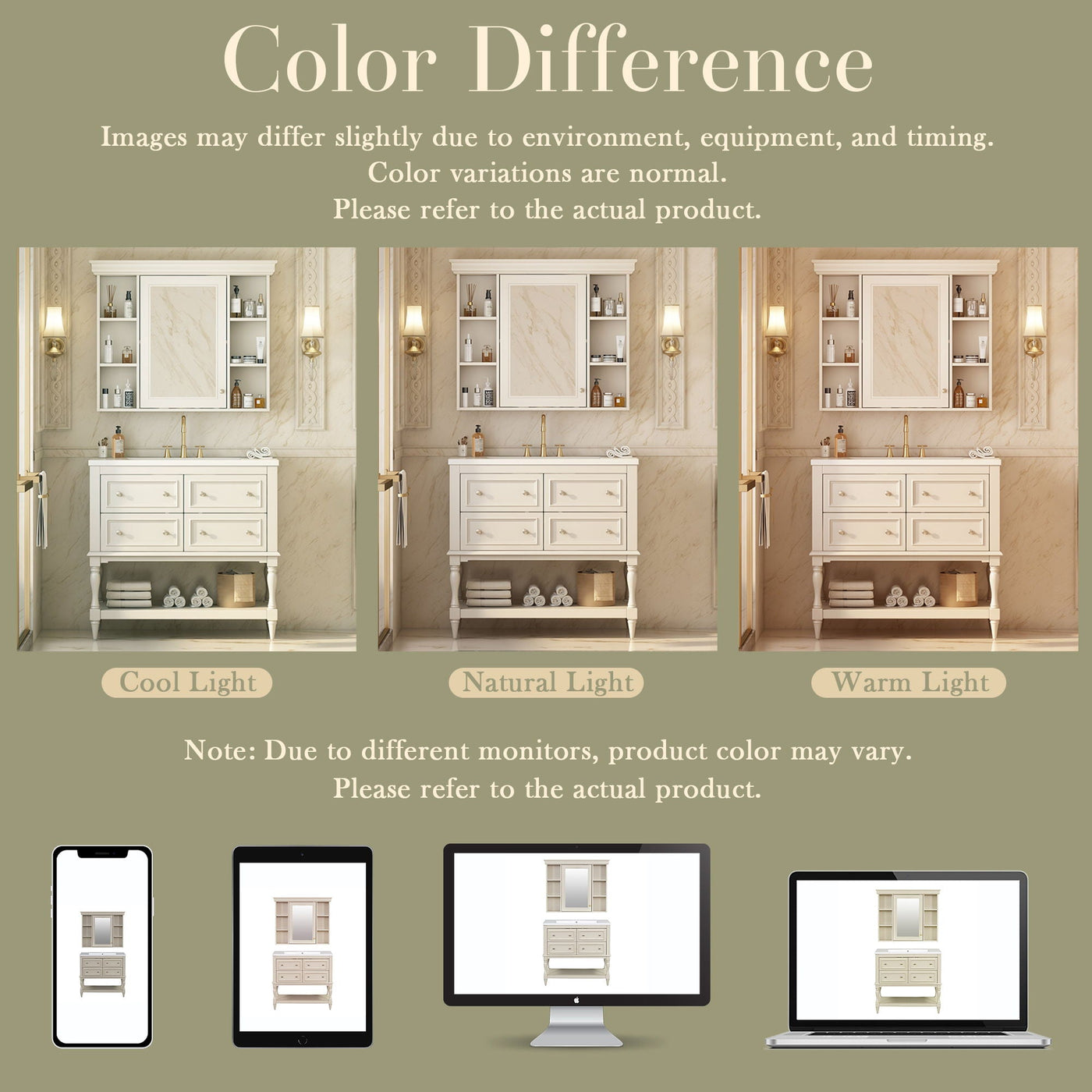 Bathroom Vanity With Medicine Cabinet, Storage Cabinet With 4 Drawers, Adjustable Shelf Mirror by Unique Piece Furniture