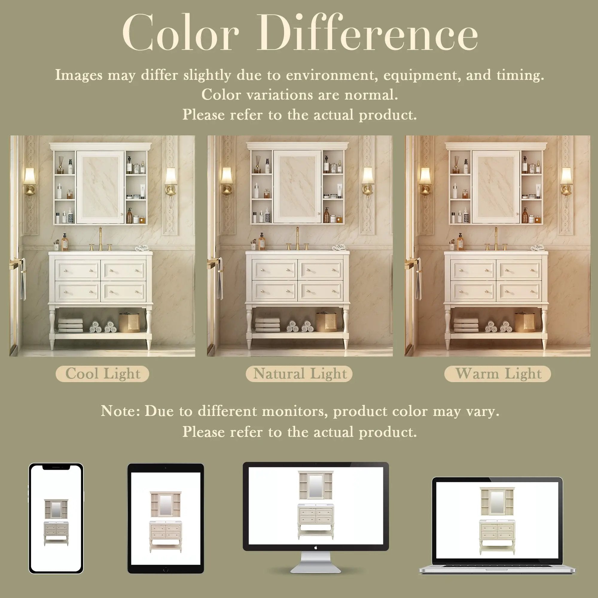 Bathroom Vanity With Medicine Cabinet, Storage Cabinet With 4 Drawers, Adjustable Shelf Mirror by Unique Piece Furniture