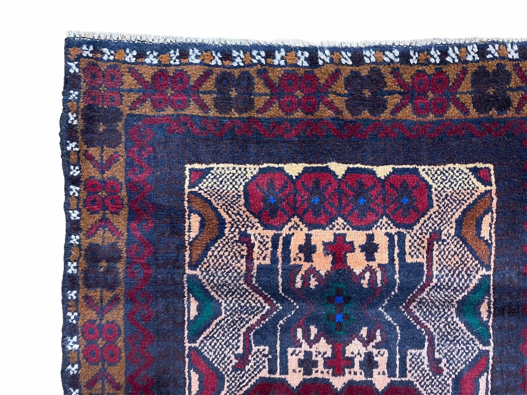 3 X 5 Vintage Handmade Tribal Wool Rug Balouchi Rug Afghan Rug Red Beige Nice by Jewel Rugs