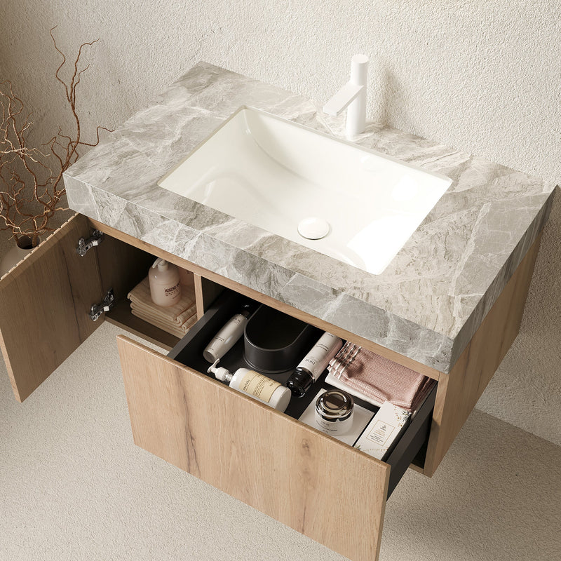 MURI 36" Bathroom Vanity with Sink, Floating Wall-Mounted Cabinet by HouseOfZazla