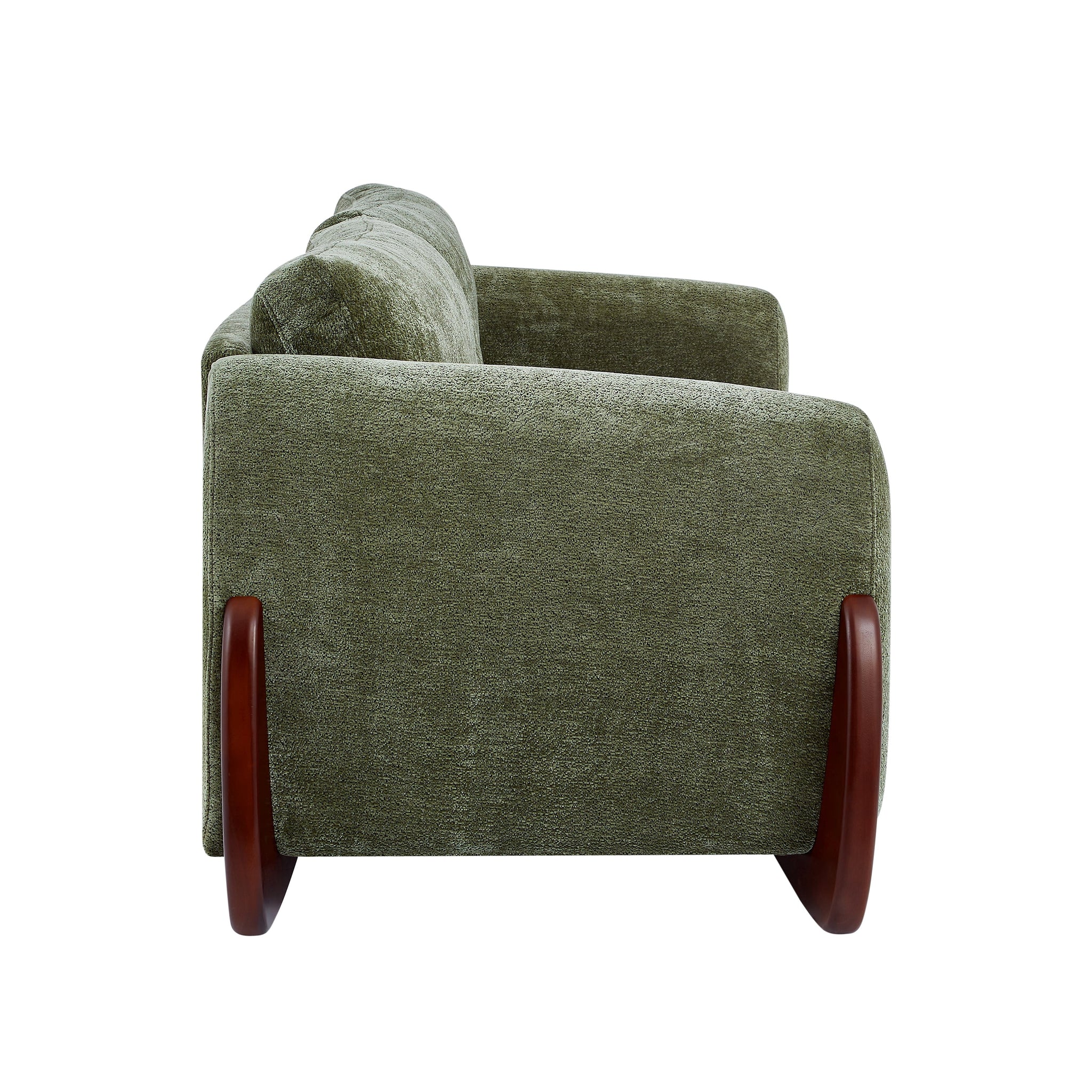 89"L Chenille Sofa with Wooden Legs – Olive by HouseOfZazla
