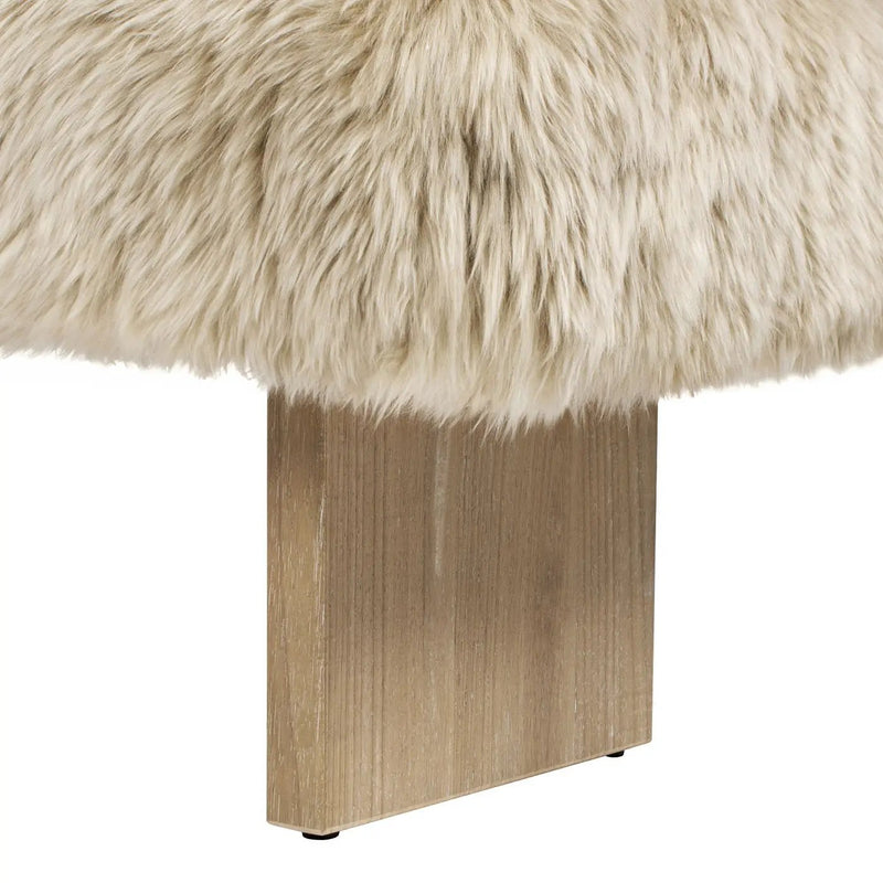 Leda - Sheepskin Fur Rectangular Accent Bench - Natural Blonde by HouseOfZazla