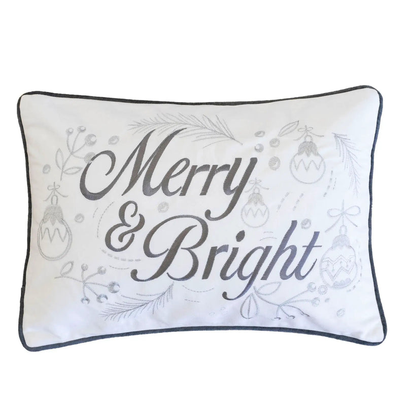 Merry & Bright Christmas Throw Pillow – 14x20 Velvet Lumbar Cushion by HouseOfZazla