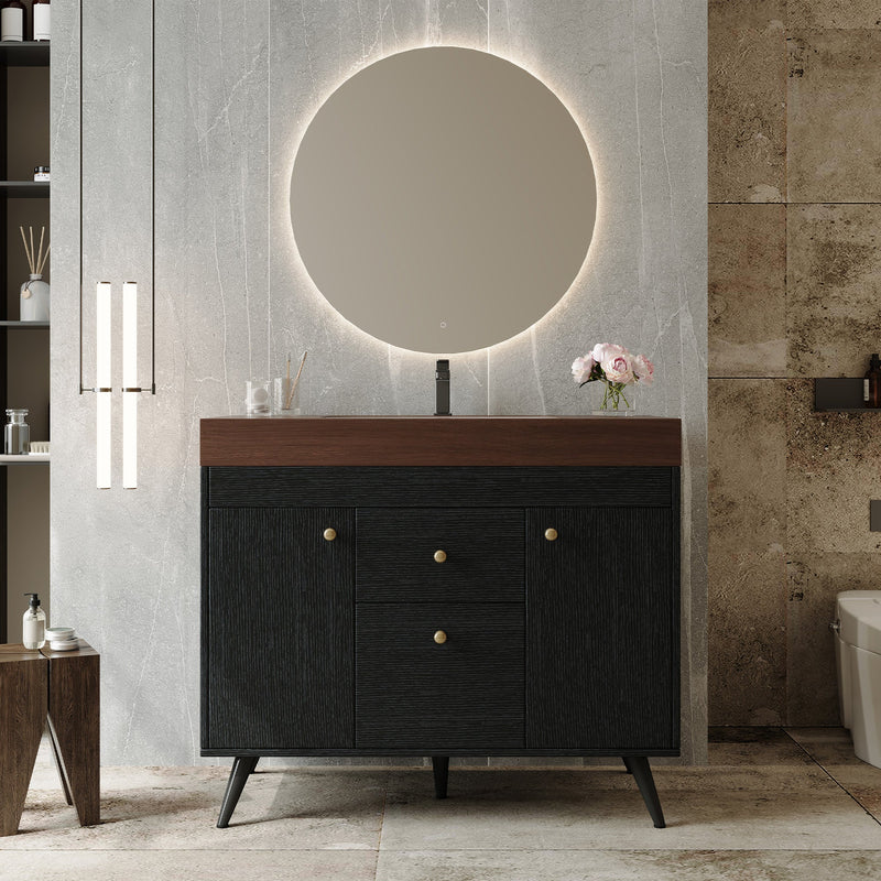 36" Modern Freestanding Bathroom Vanity with Sintered Stone Top, Ceramic Sink & Smart Storage by HouseOfZazla