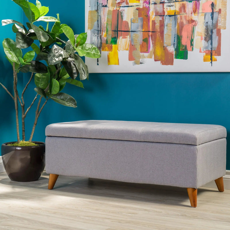Kinetics Upholstered Storage Ottoman With Lift-Top And Button Tufted Seat - Light Gray by HouseOfZazla