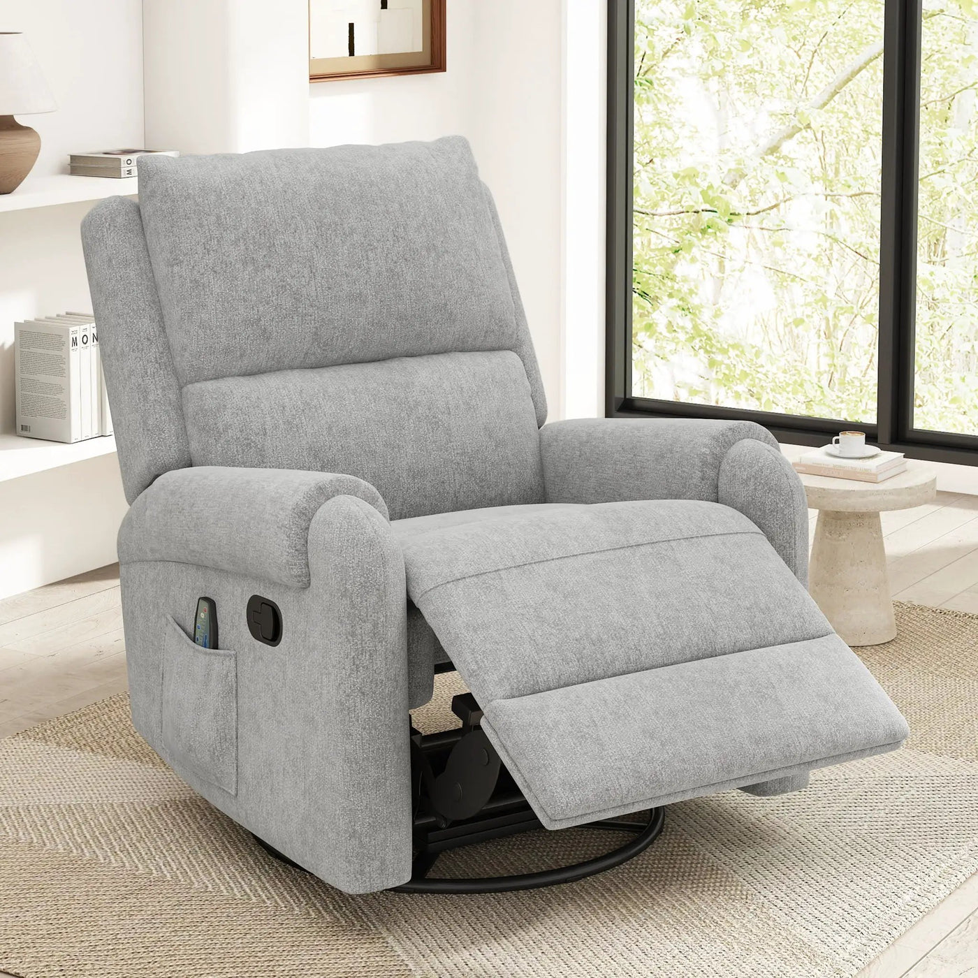 Manual Recliner Massage Chair With Swivel Rocker, 8 Massage Modes, Side Storage Pocket by HouseOfZazla