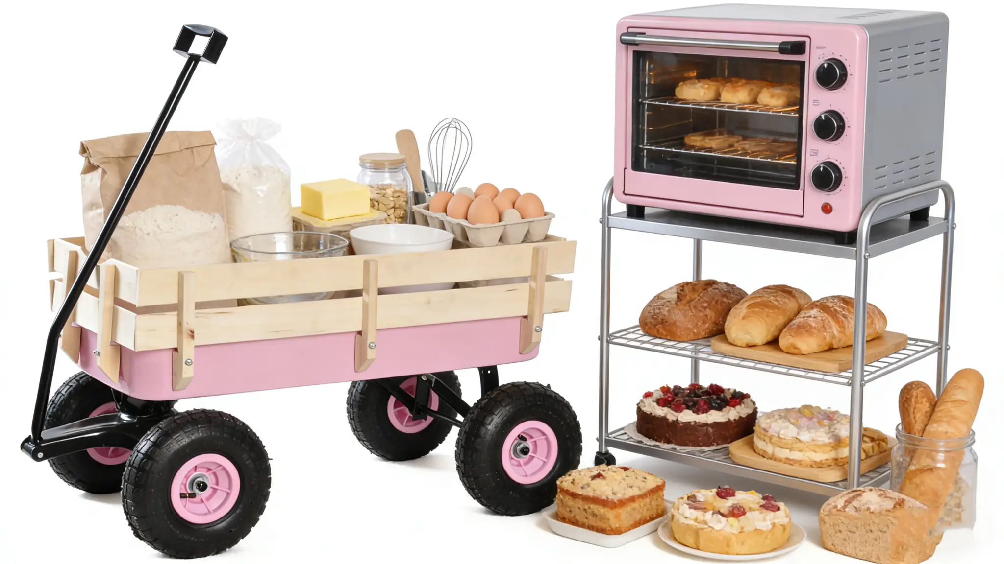 Outdoor All Terrain Garden Wagon with Wooden Railings and Pneumatic Tires by HouseOfZazla