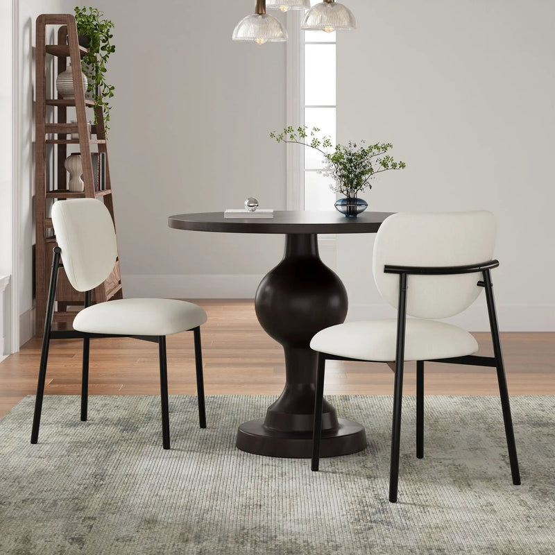 Modern Upholstered Dining Chairs With Metal Legs (Set of 2) - Beige by HouseOfZazla