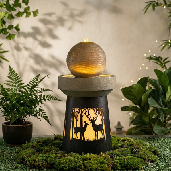 Outdoor Garden Lantern with Warm LED Light Deer Silhouette