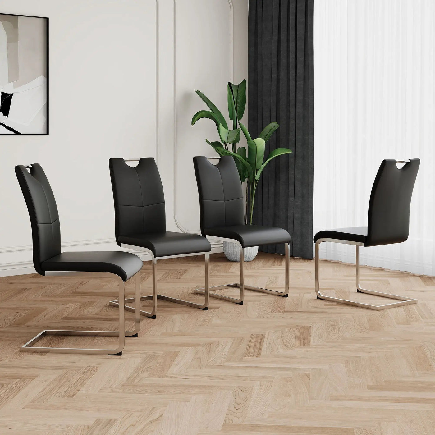 Modern Dining Chairs With Padded Seat And Metal Legs by Unique Piece Furniture