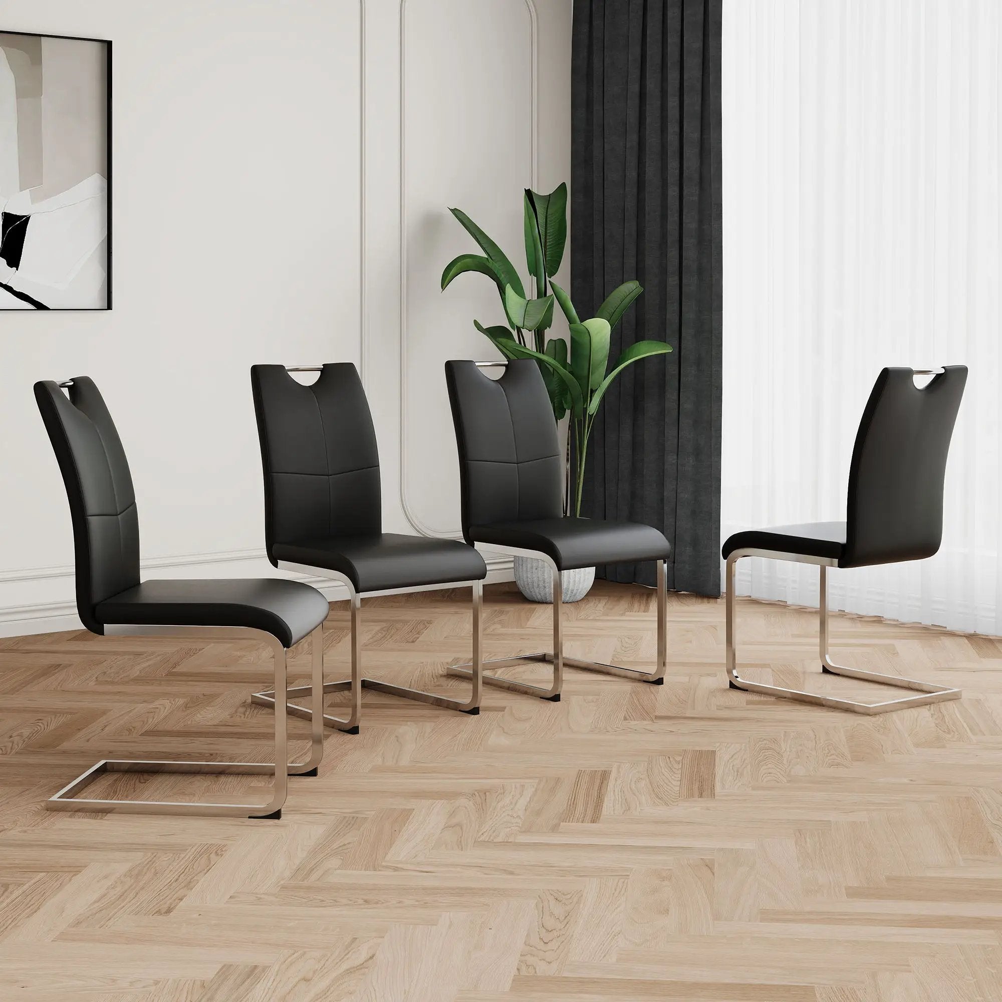 Modern Dining Chairs With Padded Seat And Metal Legs by Unique Piece Furniture