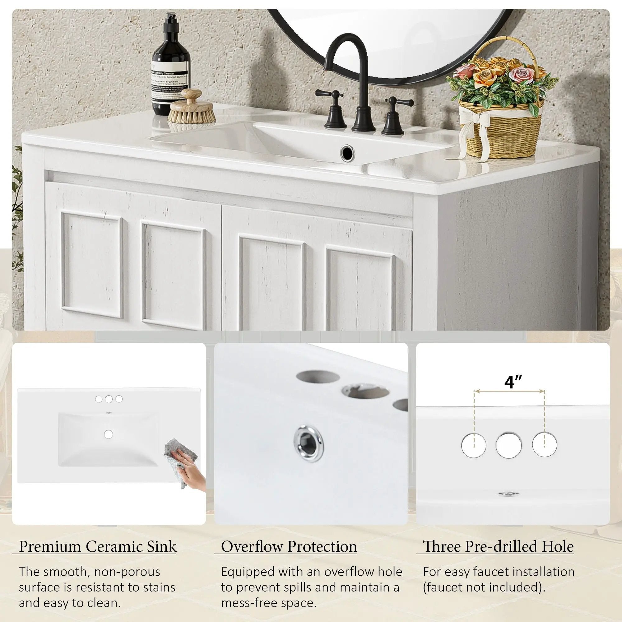 Bathroom Vanity Organizer With Sink, Combo Cabinet Set, Bathroom Storage Cabinet