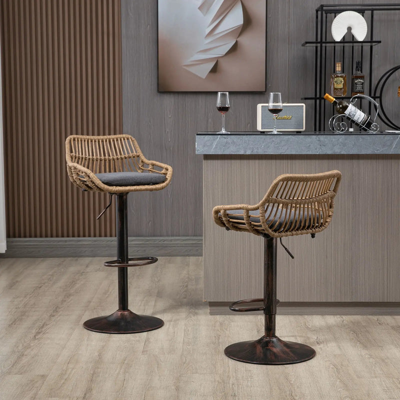 Modern Swivel Bar Stools Adjustable Counter Chairs With Footrest (Set of 2) by HouseOfZazla