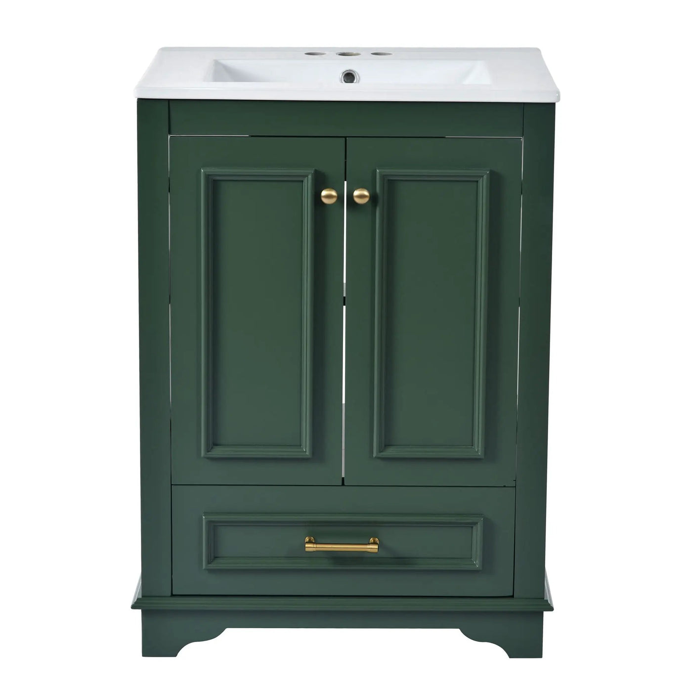 Bathroom Vanity With Ceramic Sink Combo, Modern Freestanding Storage Cabinet With Silver Handles by Unique Piece Furniture