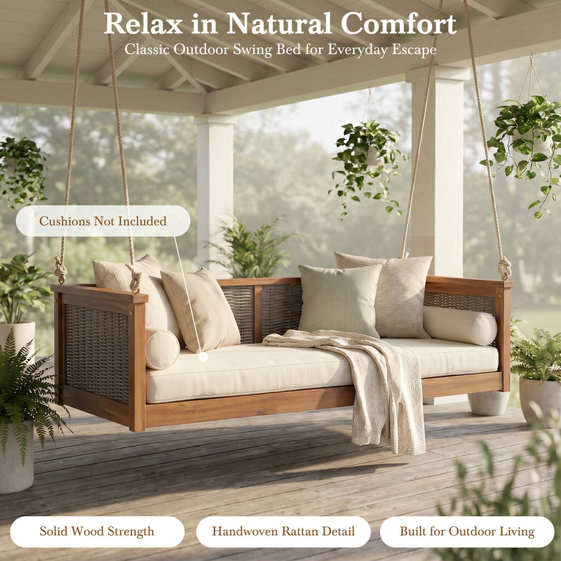 TOPMAX Outdoor Classic Solid Wood Twin Size Swing Bed by HouseOfZazla