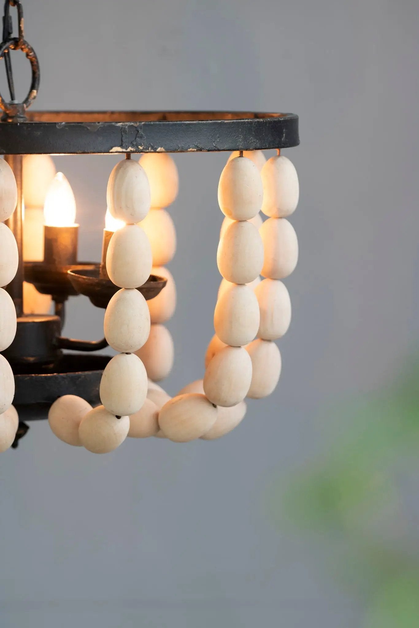 4 Light Wood Chandelier, Hanging Light Fixture With Adjustable Chain For Kitchen, Bulb Not Included - Cream by Unique Piece Furniture