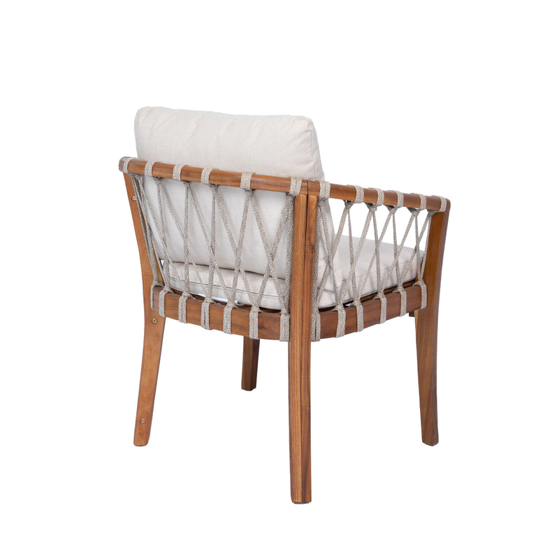 Outdoor Dining Chairs Set for 2, Acacia Wood Frame with Teak Finish by HouseOfZazla