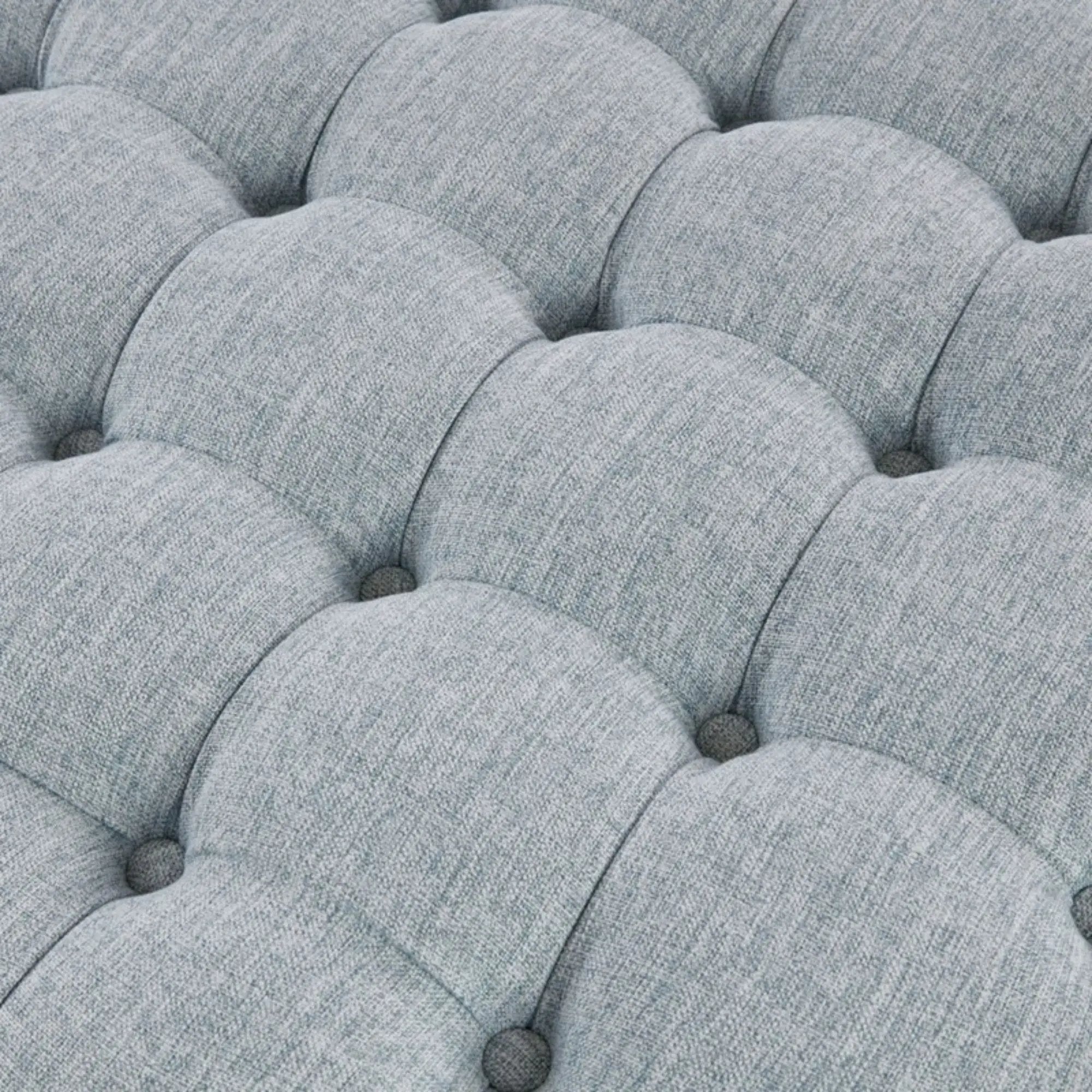 Skirted Tufted Round Ottoman With Button Top - Gray by Unique Piece Furniture
