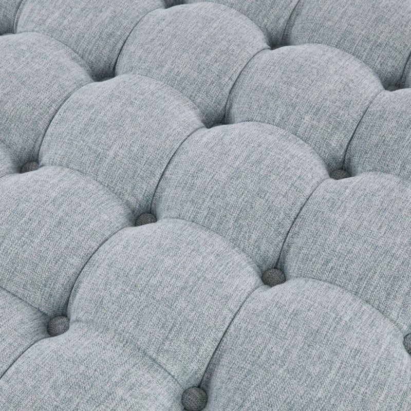 Skirted Tufted Round Ottoman With Button Top - Gray by Unique Piece Furniture