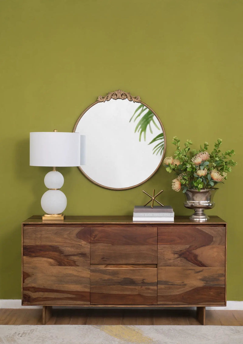 Classic Design Mirror With Baroque Inspired Frame For Bathroom, Entryway Console Lean Against Wall by Unique Piece Furniture