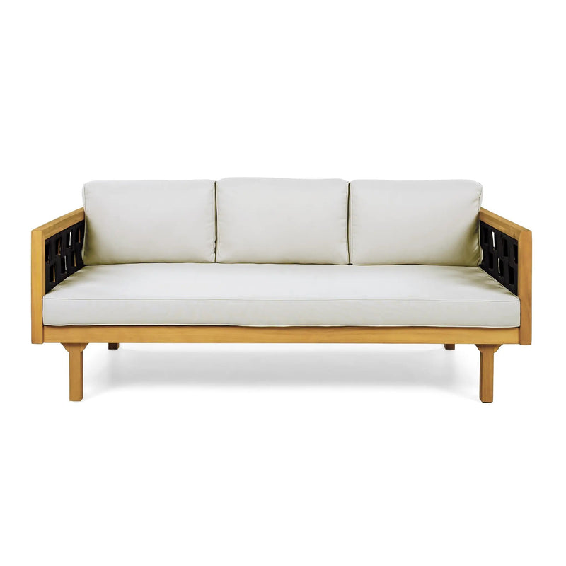 Three-Seater Outdoor Daybed - Acacia Wood Teak Finish Frame by HouseOfZazla