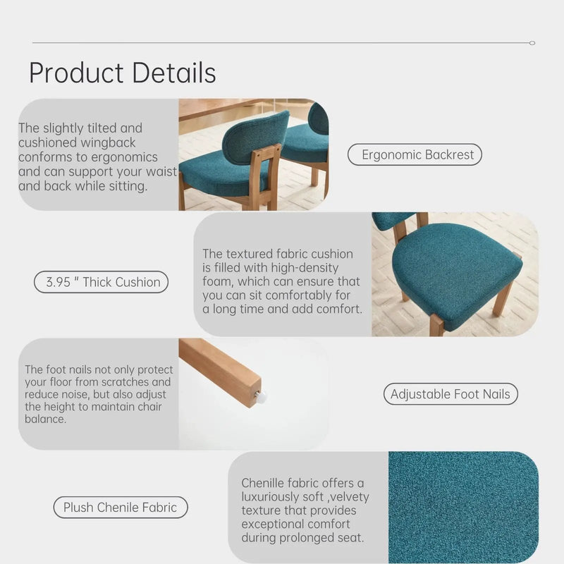 Dining Chairs With Ergonomic Backrest And Adjustable Feet (Set of 2) by Unique Piece Furniture