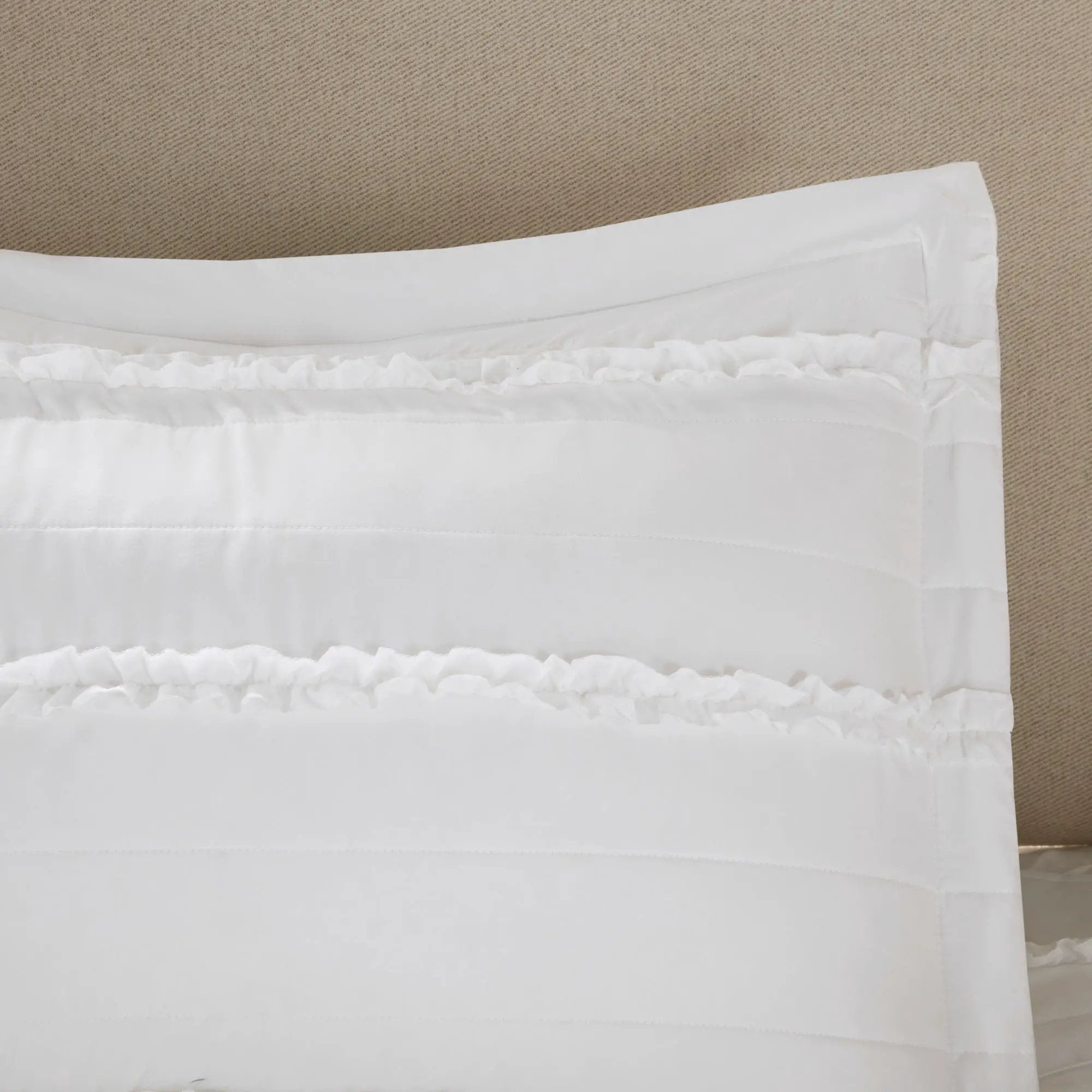 5 Piece Microfiber Ruffled Comforter Set White Queen by HouseOfZazla