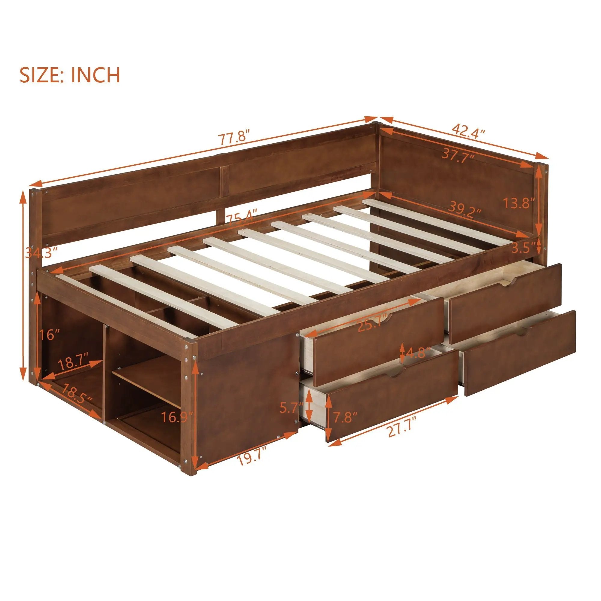 Daybed With Drawers And Shelves by HouseOfZazla