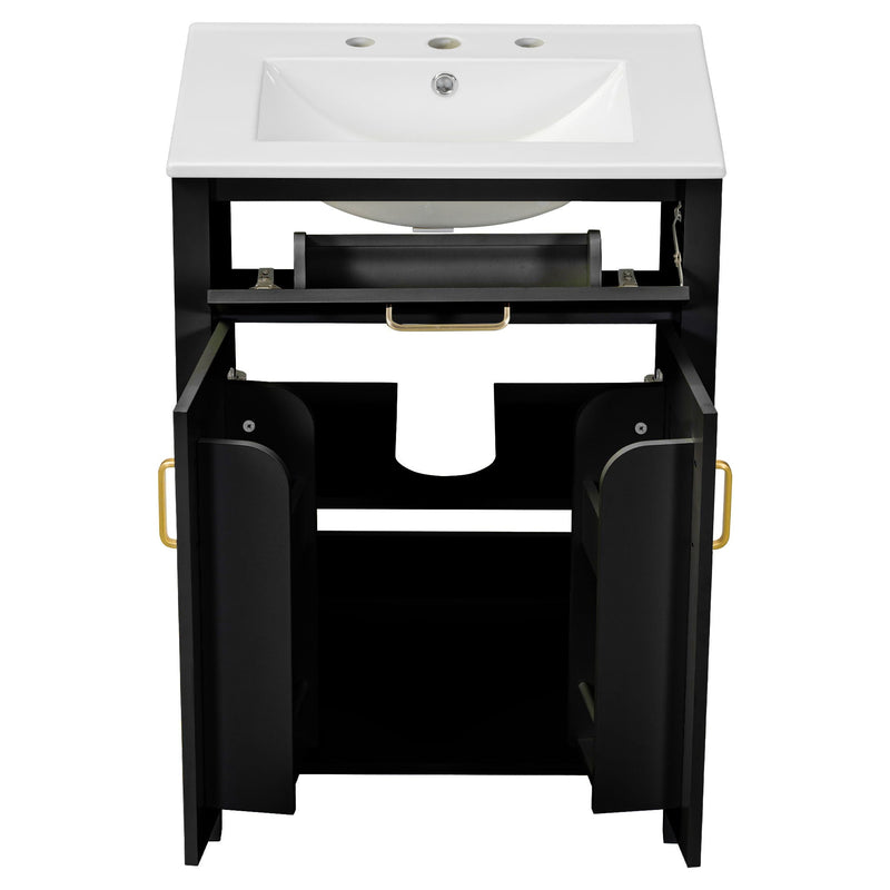 Bathroom Vanity Combo With Ceramic Sink, Luxurious Space-Saving Vanity, 2 Soft Close Doors by HouseOfZazla