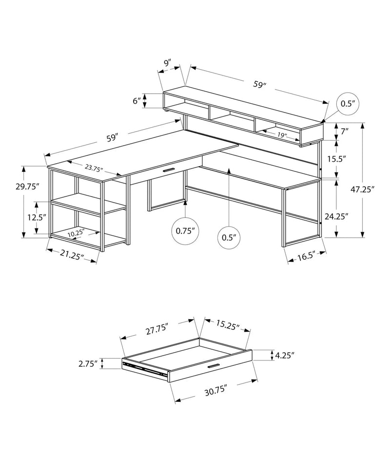 Computer Desk, Home Office, Corner, Storage Drawers, L Shape, Laptop, Contemporary & Modern by Unique Piece Furniture