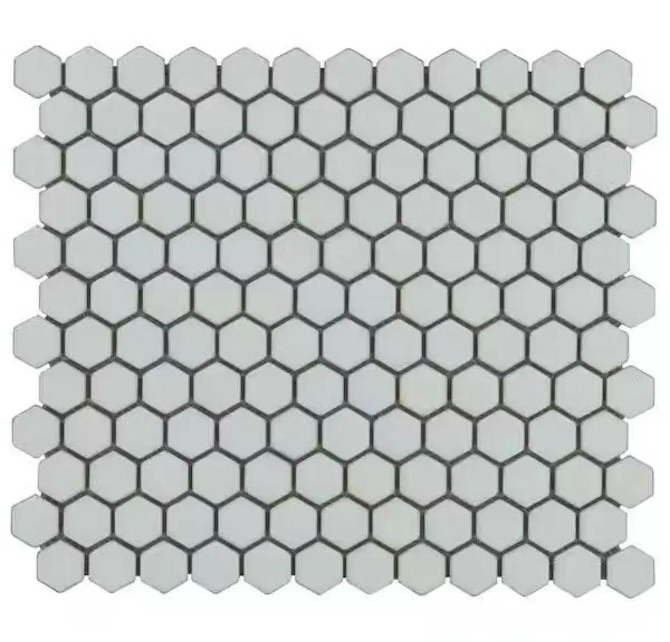 Open Box Bliss Edged Hexagon Sage 10.03 in. x 11.61 in. Tt Porcelain Floor and Wall Mosaic Tile (0.80 Sq. Ft./Each) by Selzalot
