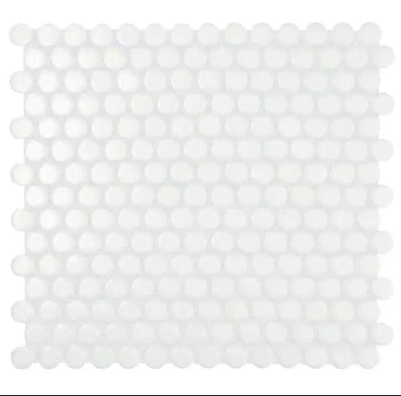 Open Box Daltile Restore Satin White 10 in. x 11 in. Glazed Ceramic Penny Round Mosaic Wall Tile (8.3 sq. ft./Case) by Selzalot