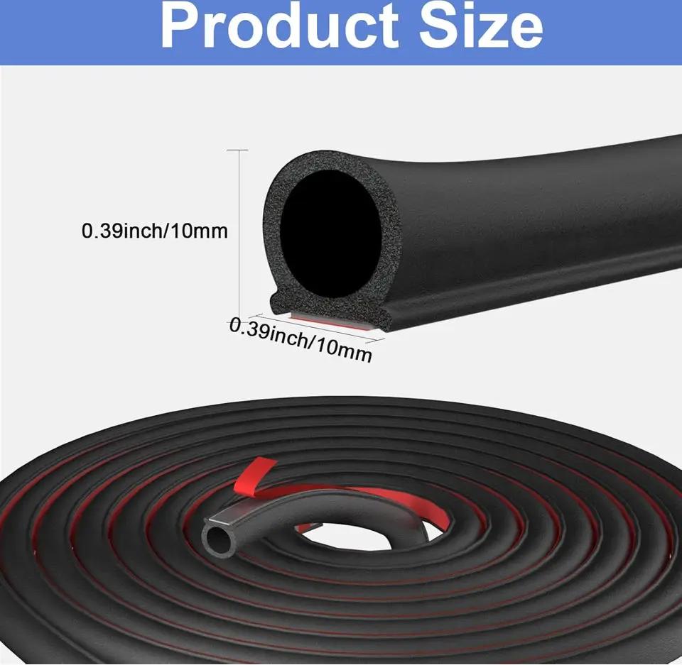 Hzetuu Automotive Weather Stripping Door Seal, 40 Ft Self Adhesive D Shaped Rubber Car Door Weather Stripping, Universal Thick Car Door Seal Strip for Door Frame for Auto Truck Rv Off Road Big Gap by Selzalot