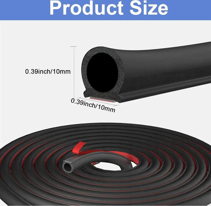 Hzetuu Automotive Weather Stripping Door Seal, 40 Ft Self Adhesive D Shaped Rubber Car Door Weather Stripping, Universal Thick Car Door Seal Strip for Door Frame for Auto Truck Rv Off Road Big Gap by Selzalot