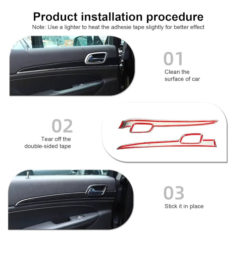 Open Box CheroCar for Jeep Grand Cherokee Dashboard Panel Trim & Door Handle Cover Kits Interior Accessories for 2011-2020 Jeep Grand Cherokee, Carbon by Selzalot