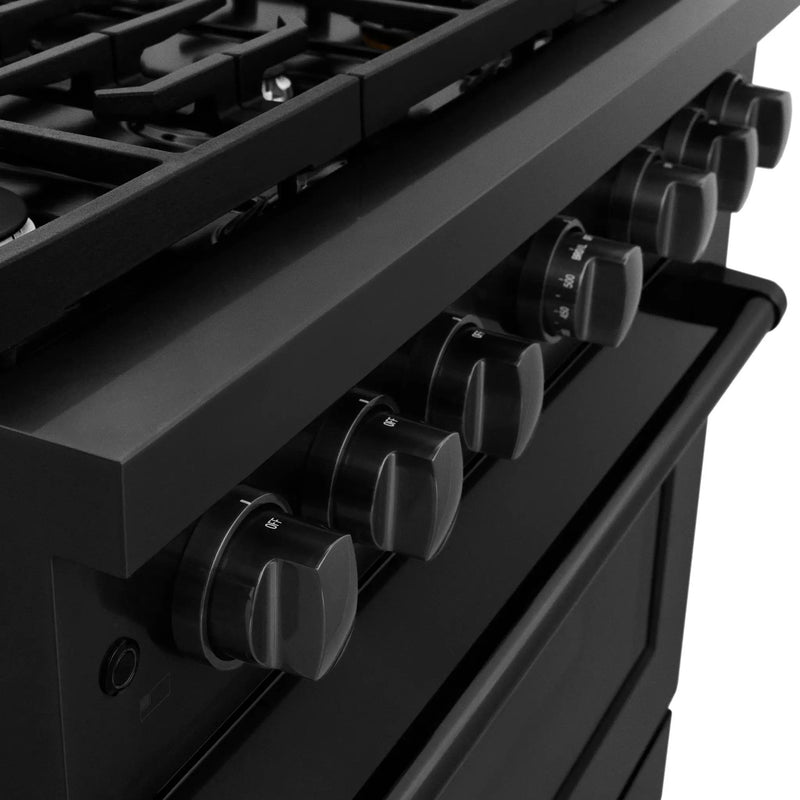 ZLINE 36"Paramount Dual Fuel Range Black Stainless Steel, SDRB-36 by Farmhouse Kitchen and Bath