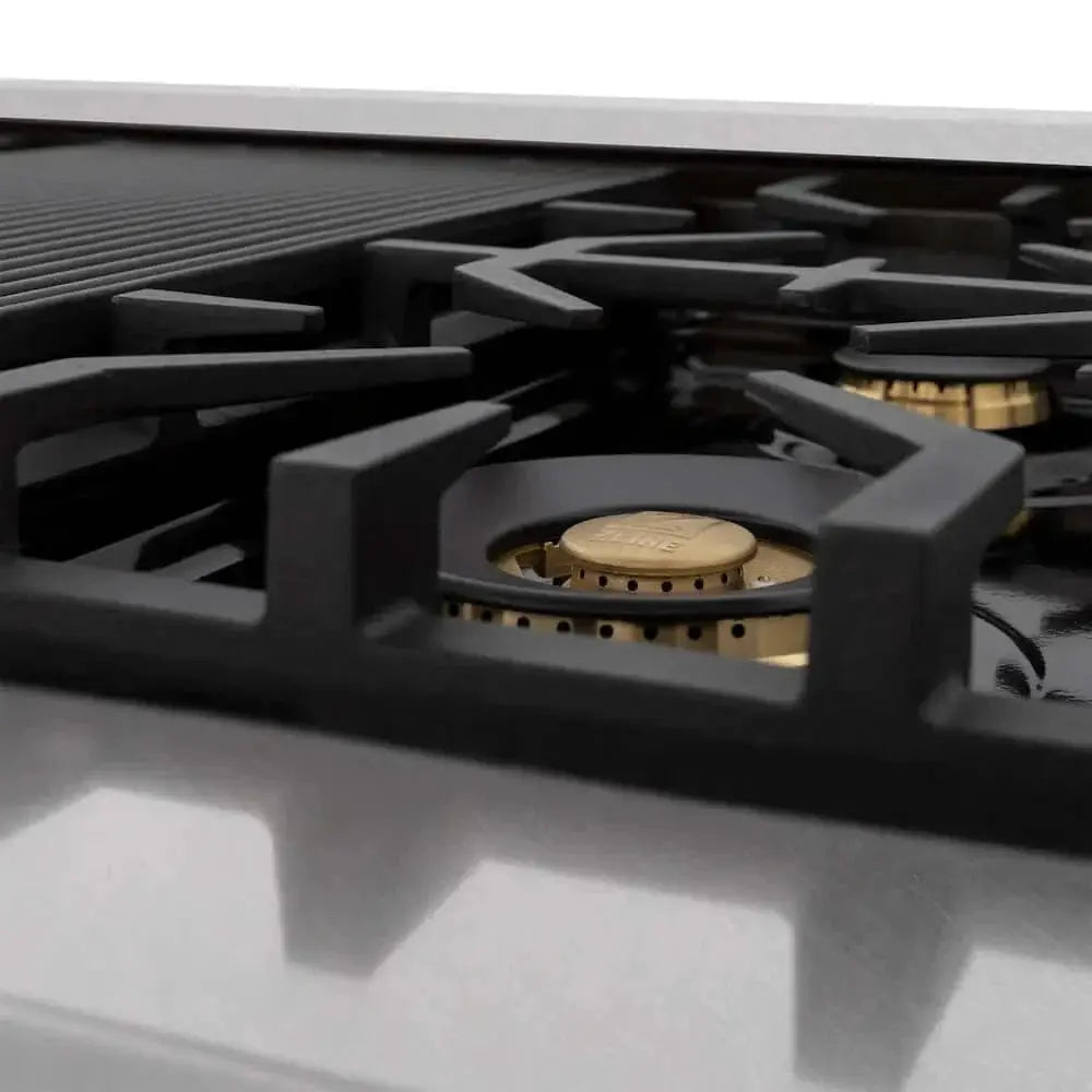 ZLINE 48" Autograph, Dual Fuel Range, Black Door, Bronze, RASZ-BLM-48-CB by Farmhouse Kitchen and Bath