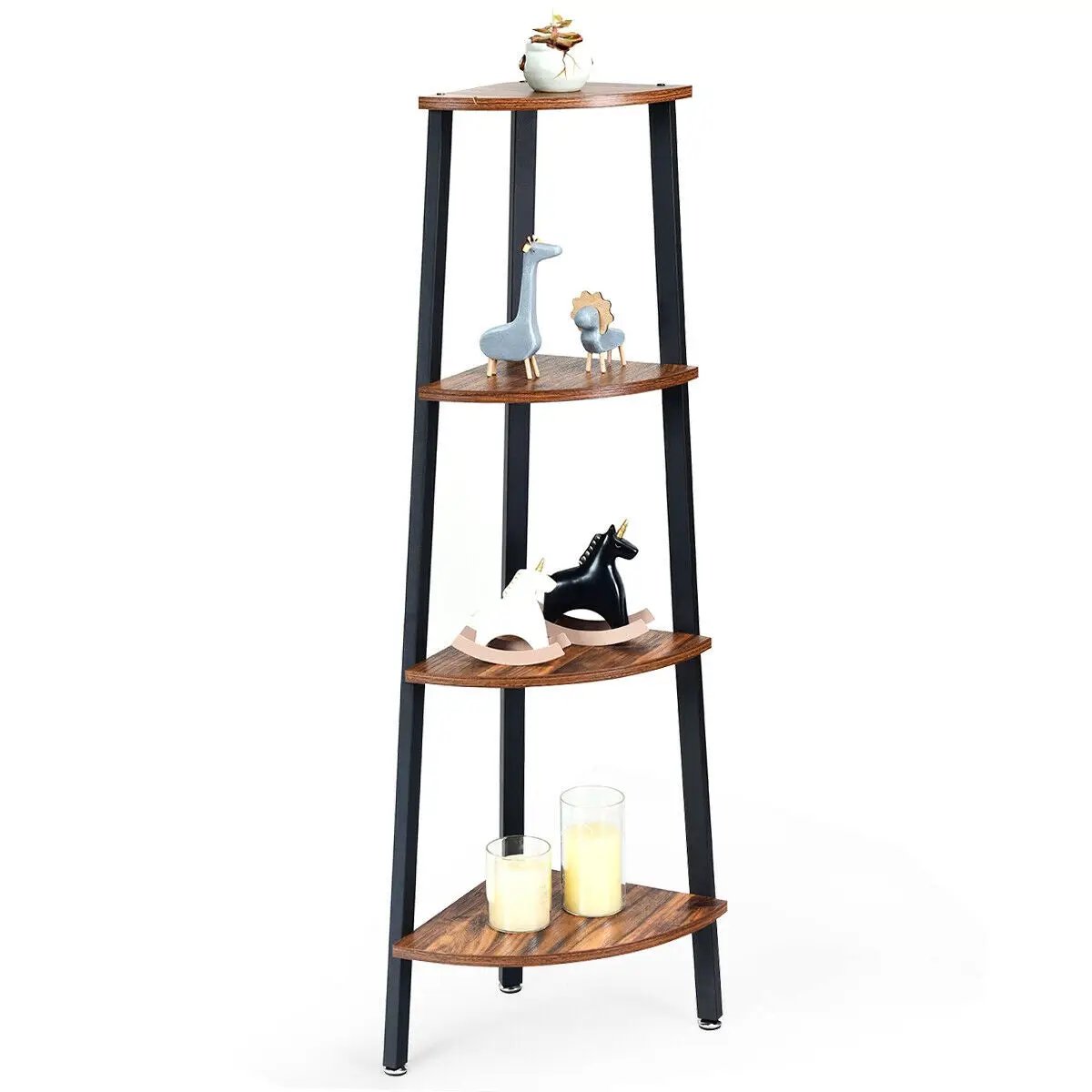 4-Tier Corner Shelf Metal Storage Rack Domestic Bookcase, photo 7 of 9
