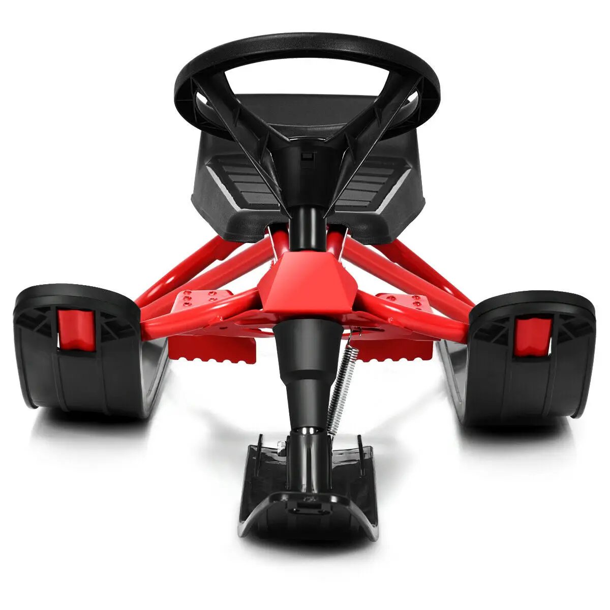 Kids Snow Sled with Steering Wheel and Double Brakes Pull Rope, photo 11 of 16