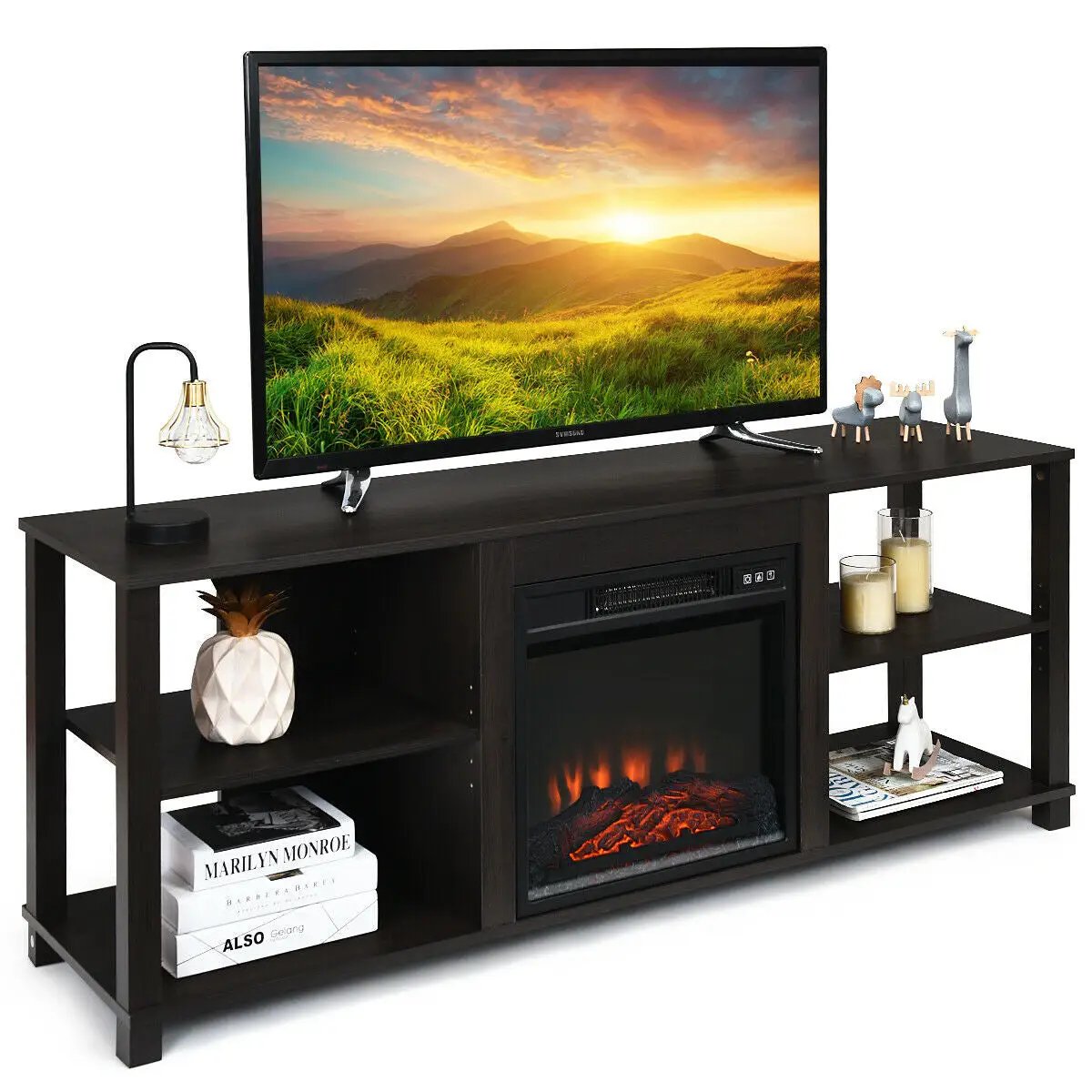 2-Tier TV Storage Cabinet Console with Adjustable Shelves by DirectDeals