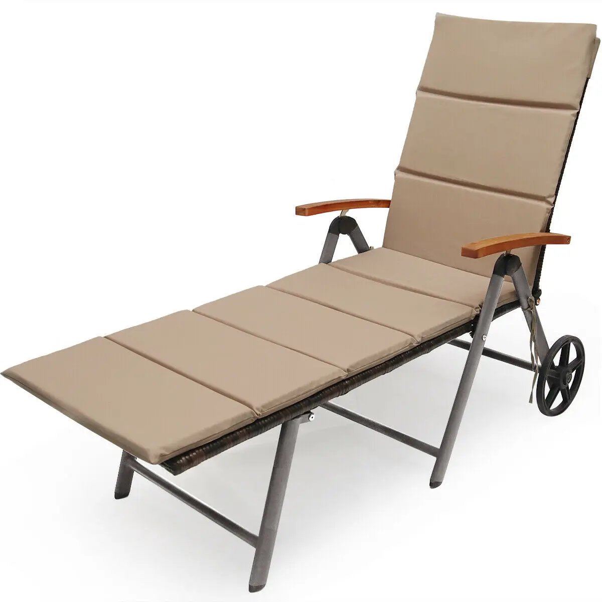 Outdoor Chaise Lounge Chair Rattan Lounger Recliner Chair, photo 4 of 11