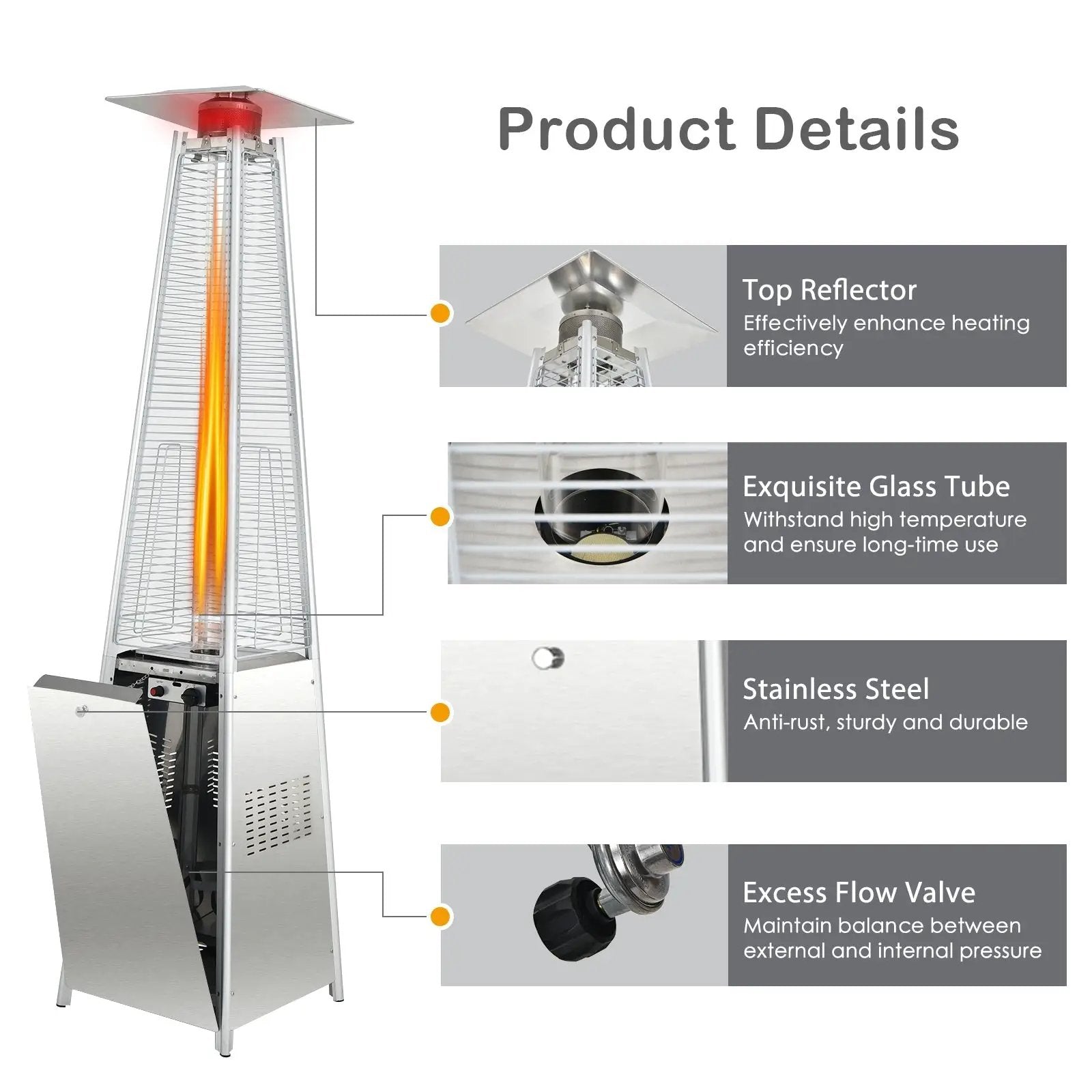 42000 BTU Pyramid Patio Heater with Wheels by DirectDeals