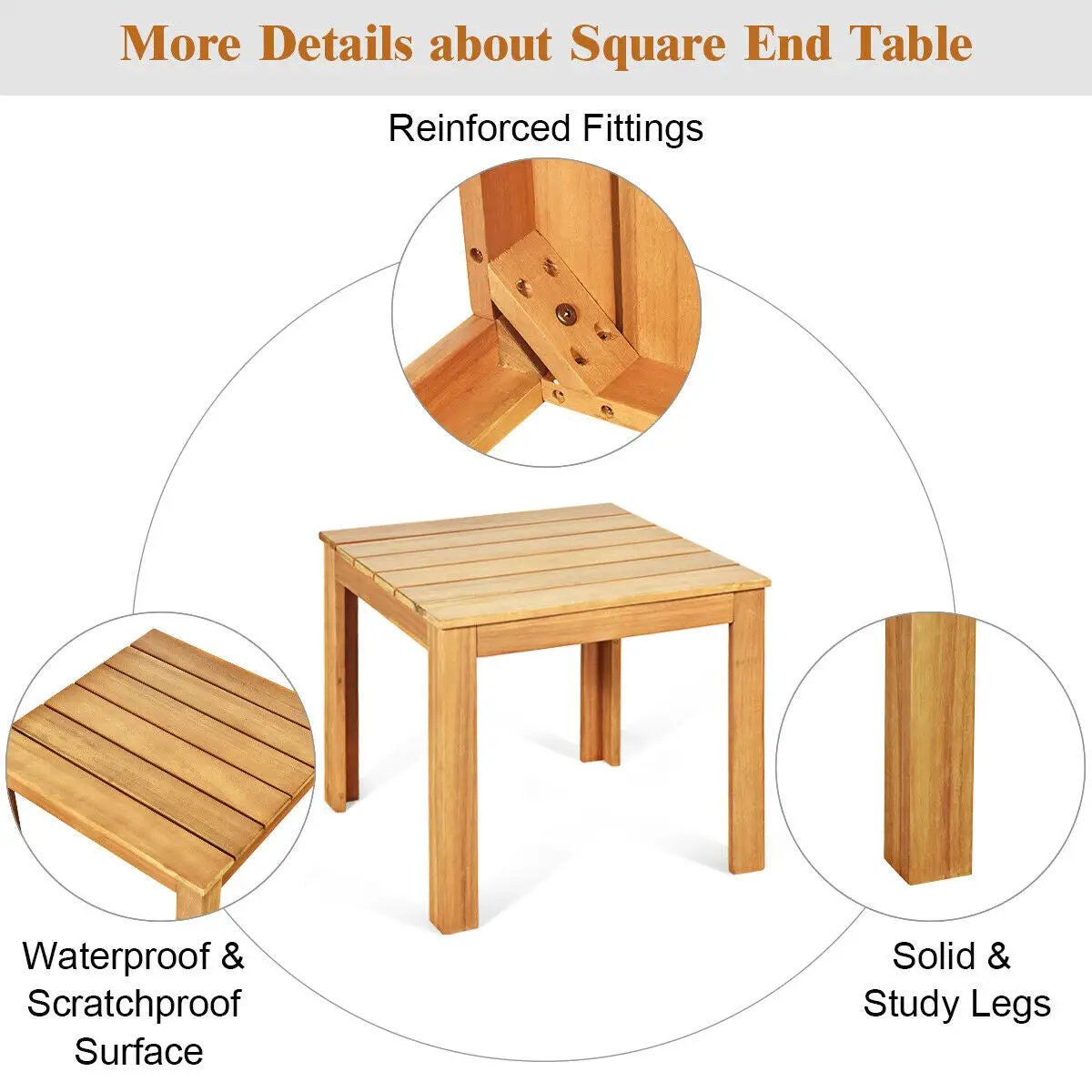 Wooden Square Patio Coffee Bistro Table, photo 14 of 16