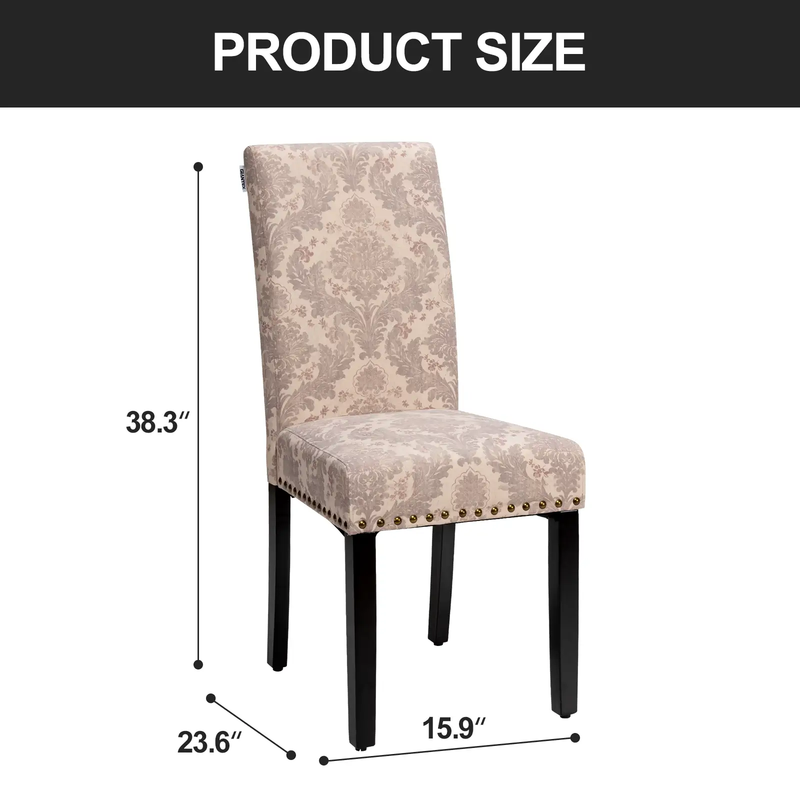 Set of 2 Fabric Upholstered Dining Chairs with Nailhead by DirectDeals