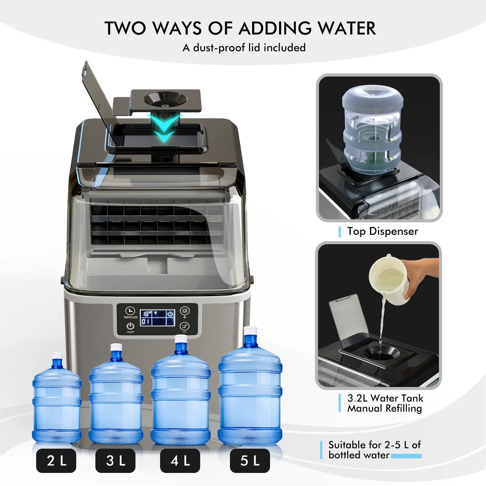 Electric Countertop Ice Maker with Ice Scoop and Basket-Sliver by DirectDeals